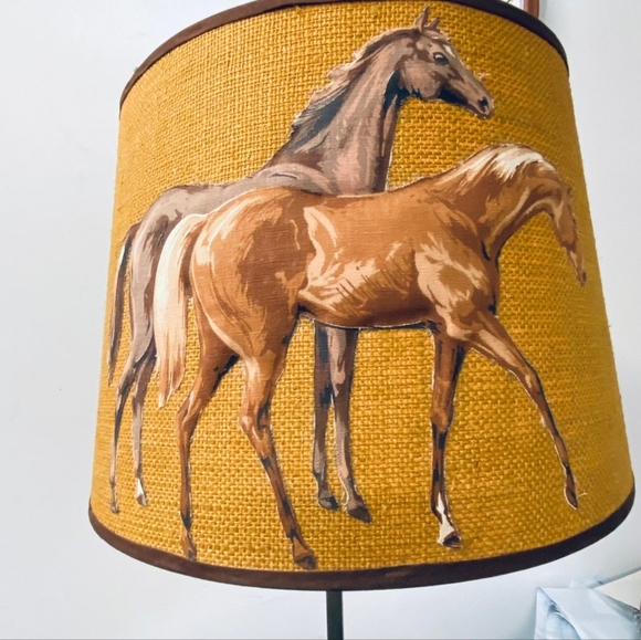 Vintage Western 🐎 Equestrian Barrel Drum Quilted Horse Design Lamp Shade, 15" - Picture 4 of 8